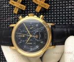 Copy Patek Philippe Complications Quartz Watch Gold Black Dial - Low Price